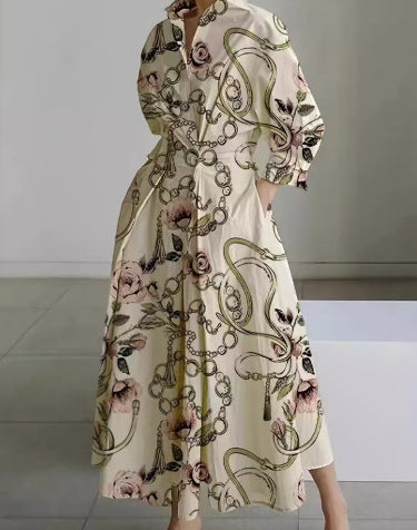 Robe Femme Taille Élastique et Manches Longues