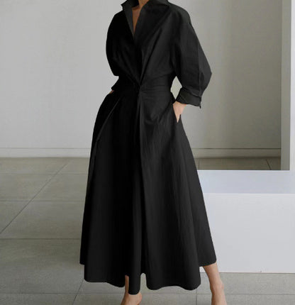 Robe Femme Taille Élastique et Manches Longues