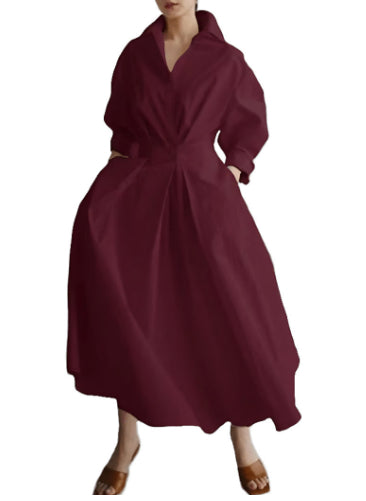 Robe Femme Taille Élastique et Manches Longues