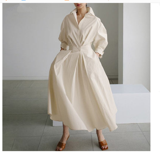 Robe Femme Taille Élastique et Manches Longues