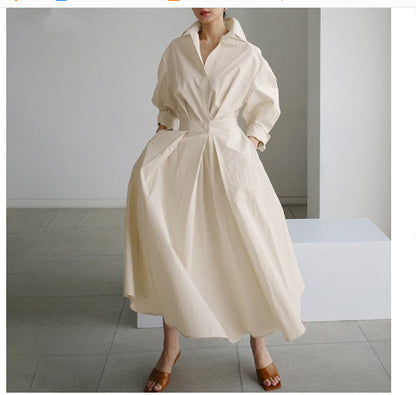 Robe Femme Taille Élastique et Manches Longues
