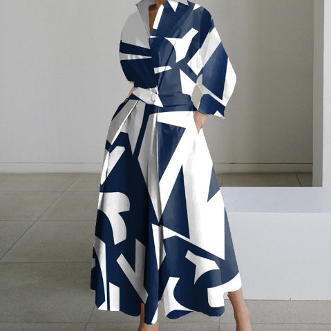 Robe Femme Taille Élastique et Manches Longues
