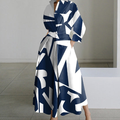 Robe Femme Taille Élastique et Manches Longues