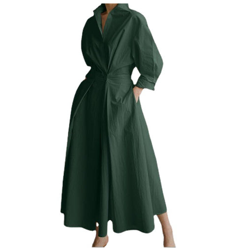 Robe Femme Taille Élastique et Manches Longues