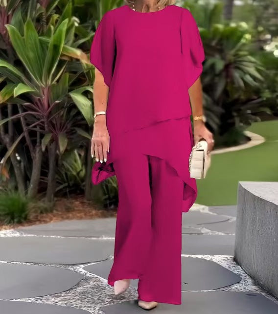 Ensemble Femme Asymétrique en Mousseline