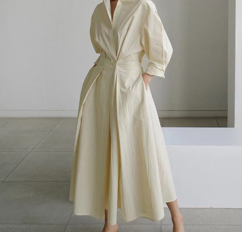 Robe Femme Taille Élastique et Manches Longues