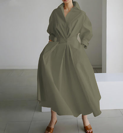 Robe Femme Taille Élastique et Manches Longues