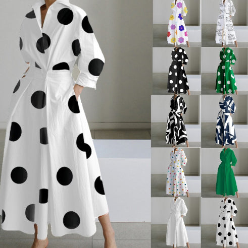 Robe Femme Taille Élastique et Manches Longues