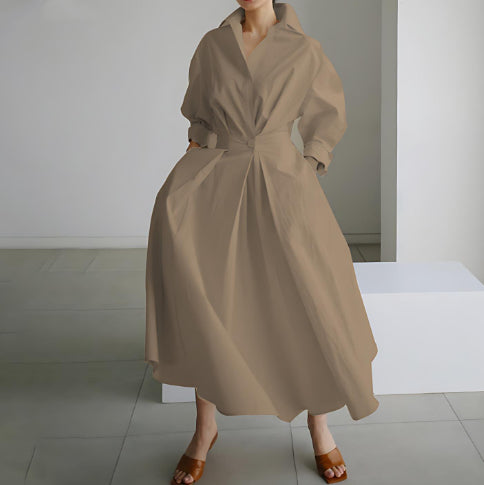 Robe Femme Taille Élastique et Manches Longues