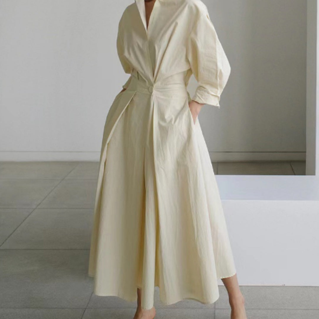 Robe Femme Taille Élastique et Manches Longues