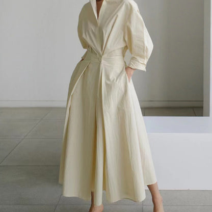 Robe Femme Taille Élastique et Manches Longues
