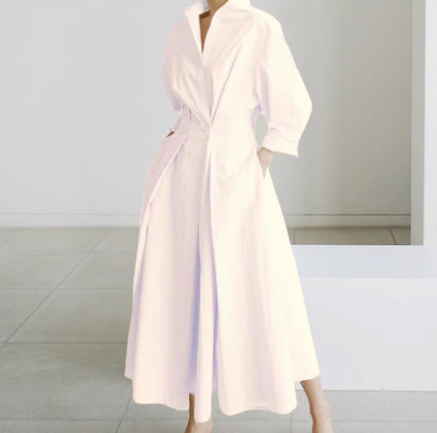 Robe Femme Taille Élastique et Manches Longues
